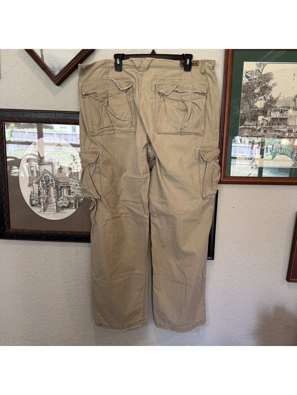 Vintage 90s RARE Element Skateboard Tan Cargo Skate Baggy Pants Size Mens 40x32